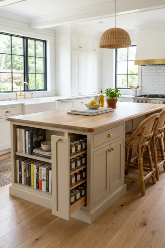 Cabinet Base Island With Open Cookbook Display