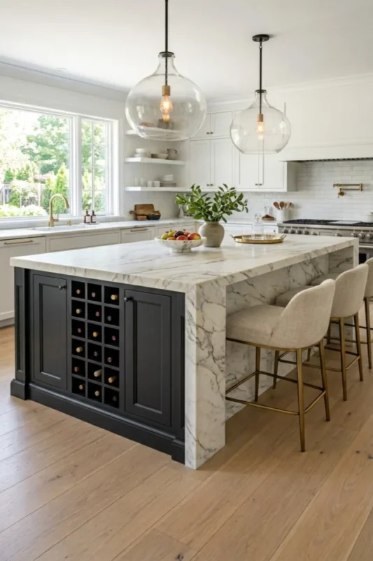 Black Paneled Island With Bold Custom Character