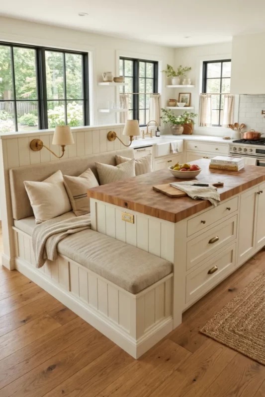 Built-In Bench Island for Cozy Family Seating