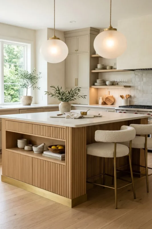 Fluted Wood Island With Quiet Luxury Style