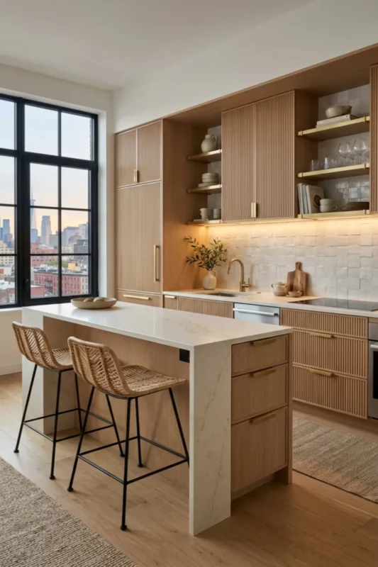 Small Apartment Island With Two-Stool Seating