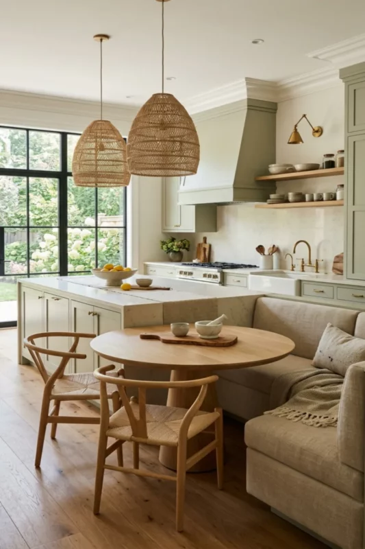 Kitchen Peninsula With Built-in Bench Seating