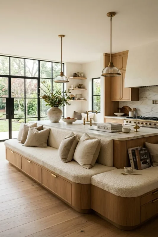 Wraparound Bench Kitchen Island Seating