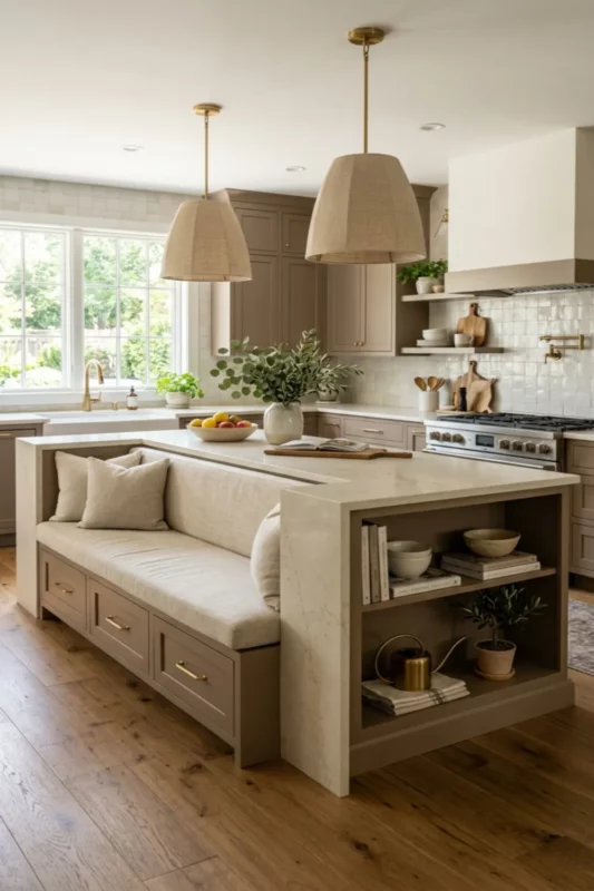 Hidden Storage Island With Cozy Bench Seating