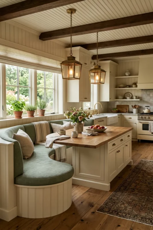 Cozy Booth Style Kitchen Island Nook