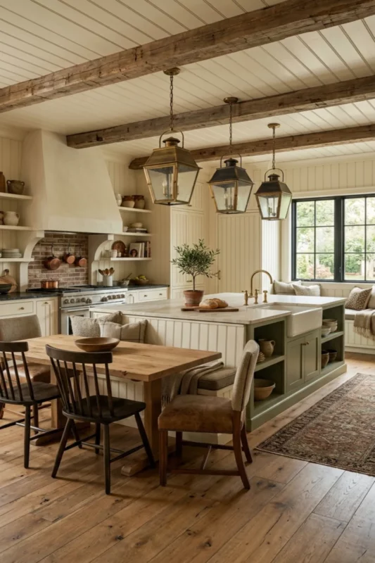 Farmhouse Kitchen Island With Booth Seating