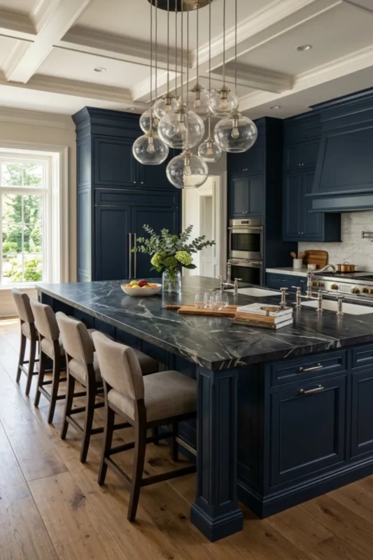 Large Entertaining Kitchen Island with Double Sink and Stove Top Seating