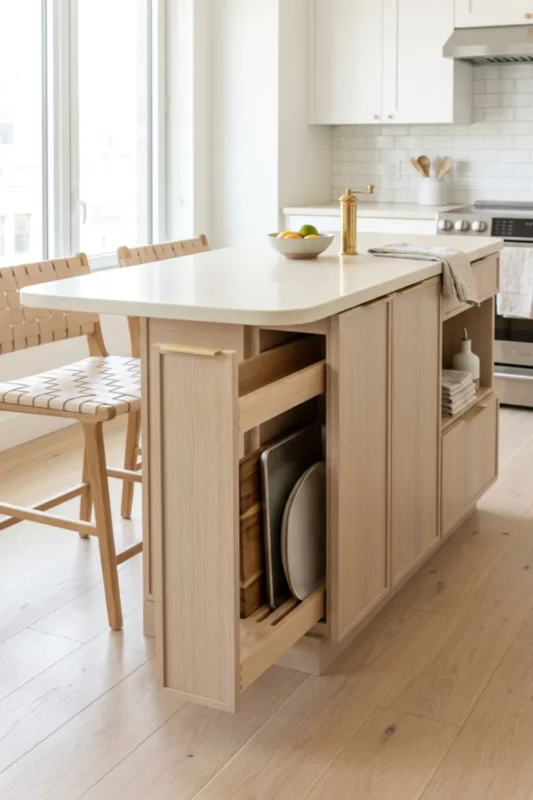 Slim Kitchen Island With Vertical Drawer Storage