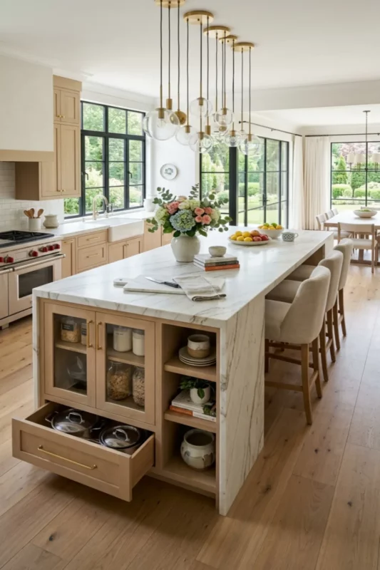 Oversized Family Kitchen Island With Zoned Storage