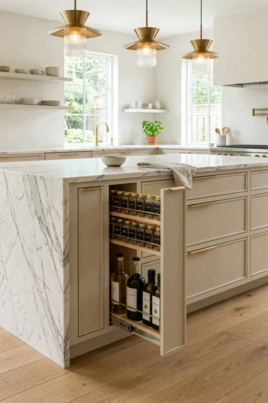 Vertical Spice Pull-Out Kitchen Island Cabinet