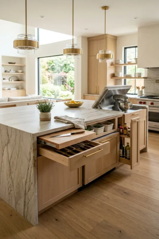 Butler Prep Kitchen Island With Hidden Workstation Storage