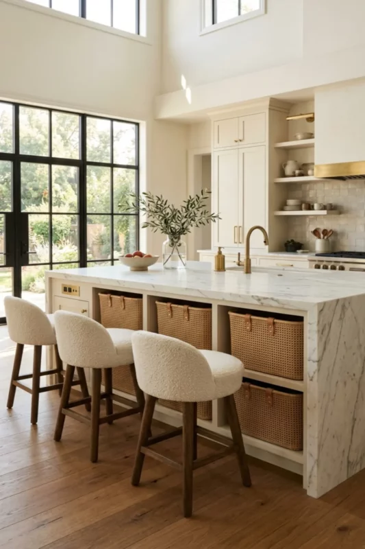 Under Overhang Basket Storage for Hidden Function