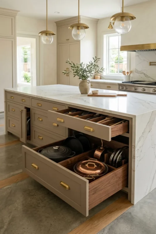 Pull-Out Pantry Kitchen Island Cabinet