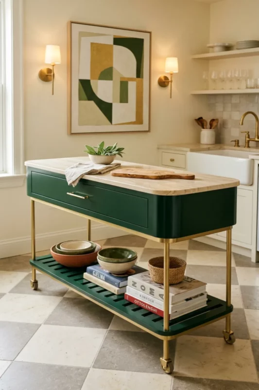 Narrow Console Style Mobile Kitchen Island