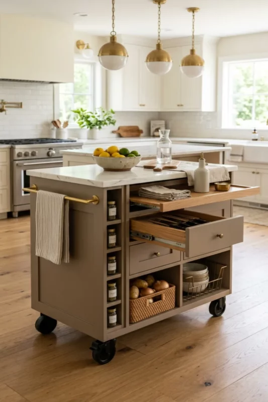 Multi-Functional Kitchen Storage Cart Island