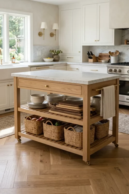 Open Shelf Freestanding Prep Island