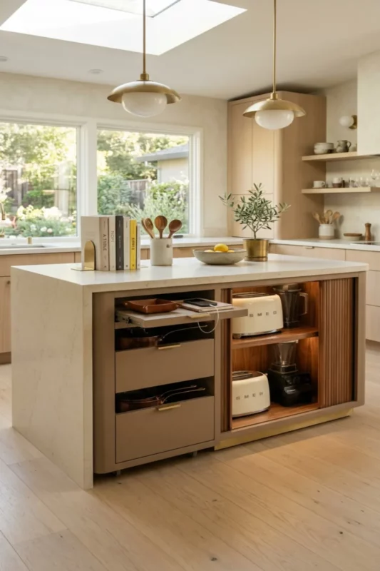 Hidden Appliance Garage Mobile Kitchen Island