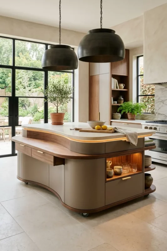 Designer Multi-Level Rolling Kitchen Island