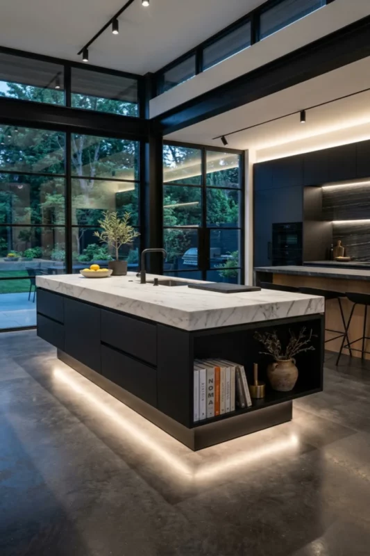 Floating Modern Kitchen Island On Wheels