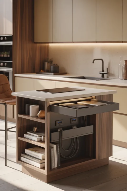 Smart Mini Island With Charging Drawer Station