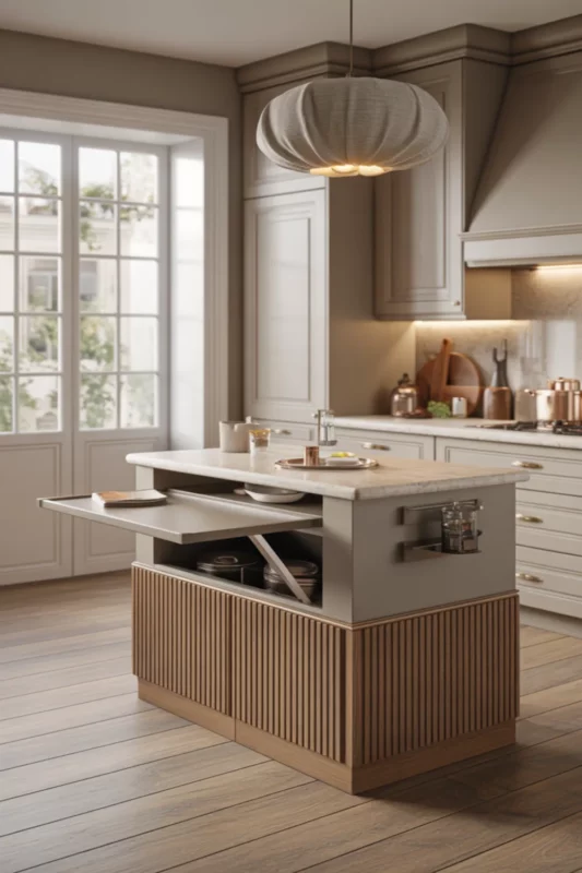 Split-Level Island With Hidden Breakfast Bar