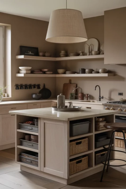 Slim Marble Waterfall Island for Small Kitchens