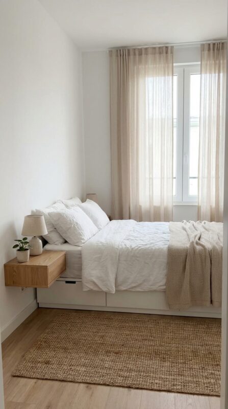 Floating Nightstands Save Floor Space