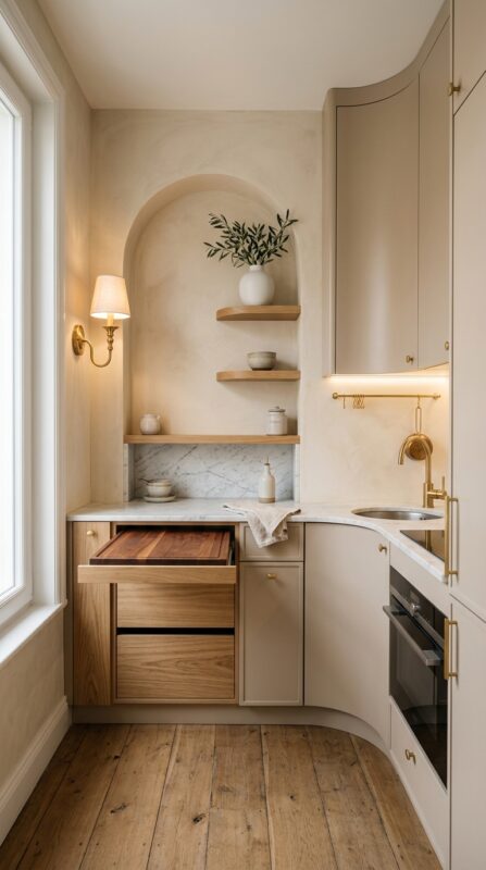 Hidden Corner Prep Station for Tiny Kitchens