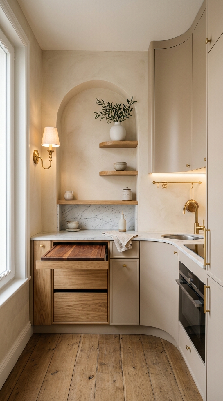 Hidden Corner Prep Station for Tiny Kitchens