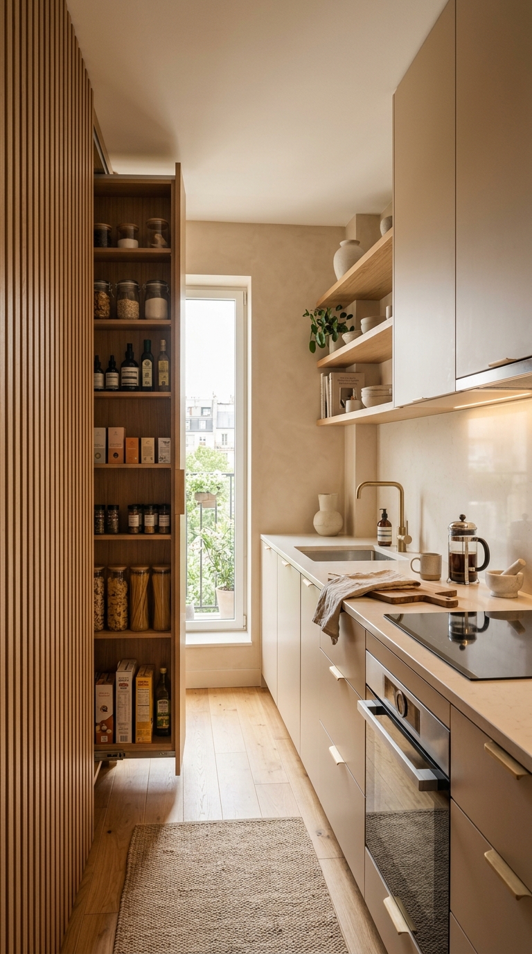 pace-Saving Sliding Pantry Kitchen With Hidden Storage