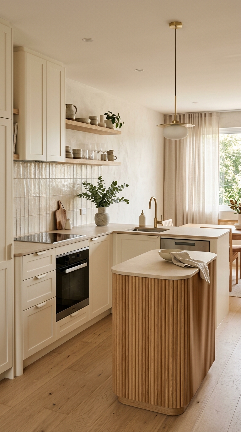 Compact Kitchenette With Fluted Island Detail