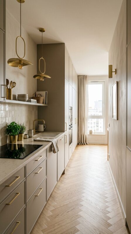 Slim Pull-Out Pantry Tower Beside the Refrigerator